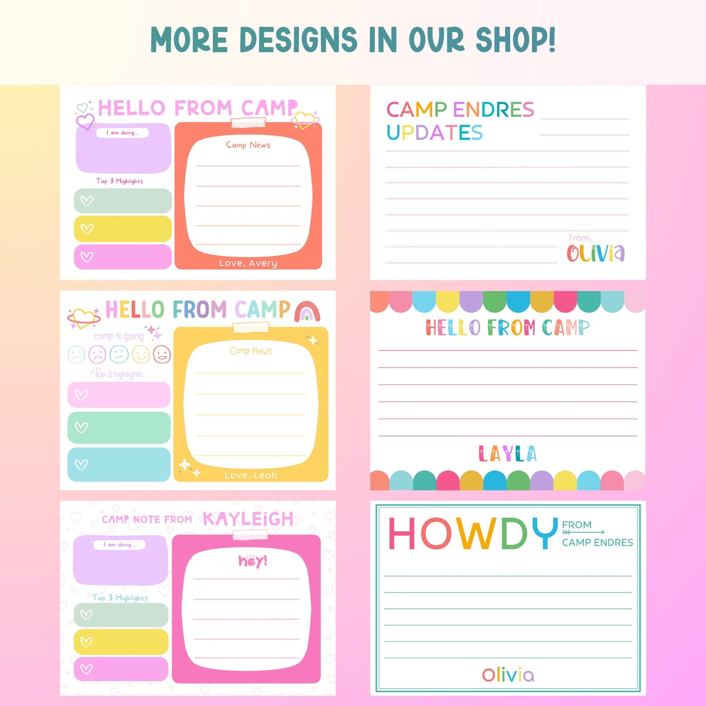 Personalized Summer Camp Stationary for Boys, Sports-themed lined Summer Camp Notecards, Camp Letters for Summer Camp Care Package