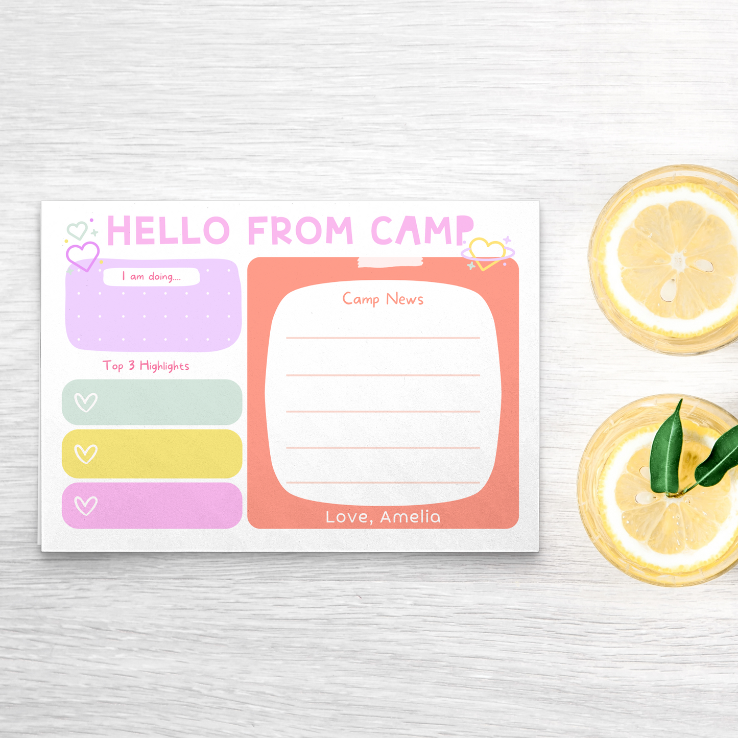 Personalized Summer Camp Notecards