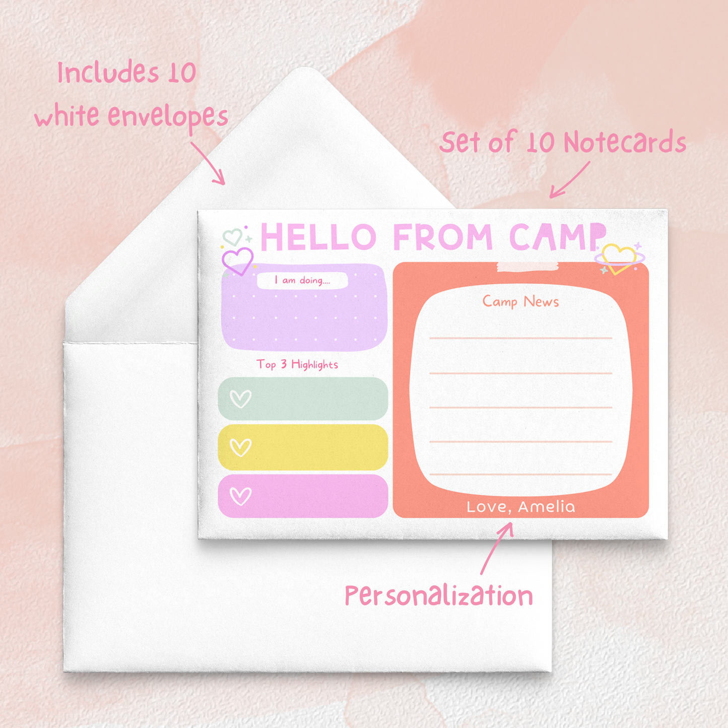 Personalized Summer Camp Notecards