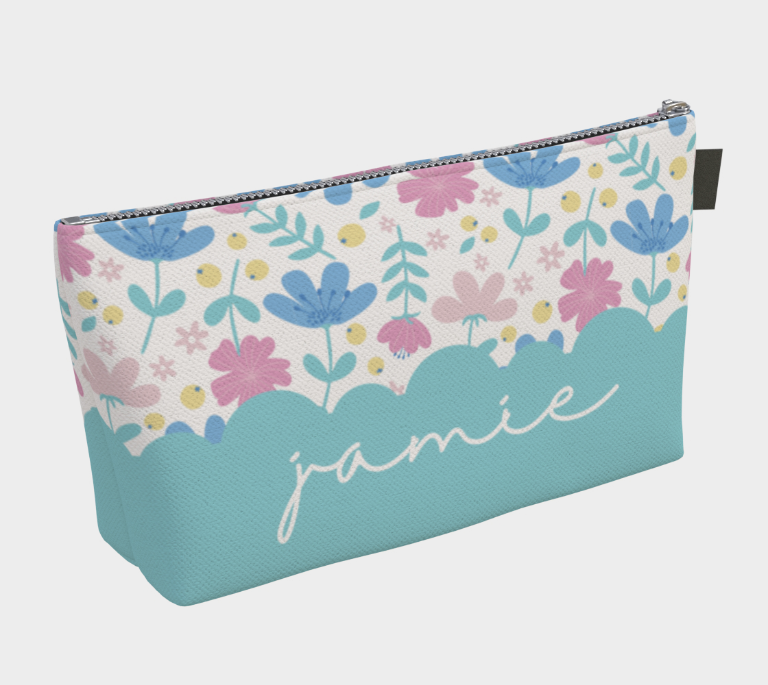 Personalized Everyday Zipper Bag - Scallop Floral