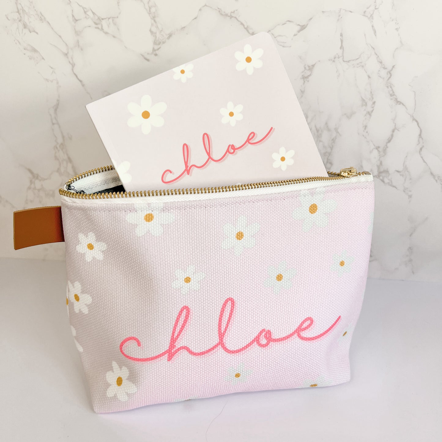 Personalized Everyday Zipper Bag - Daisies