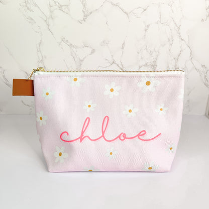 Personalized Everyday Zipper Bag - Daisies