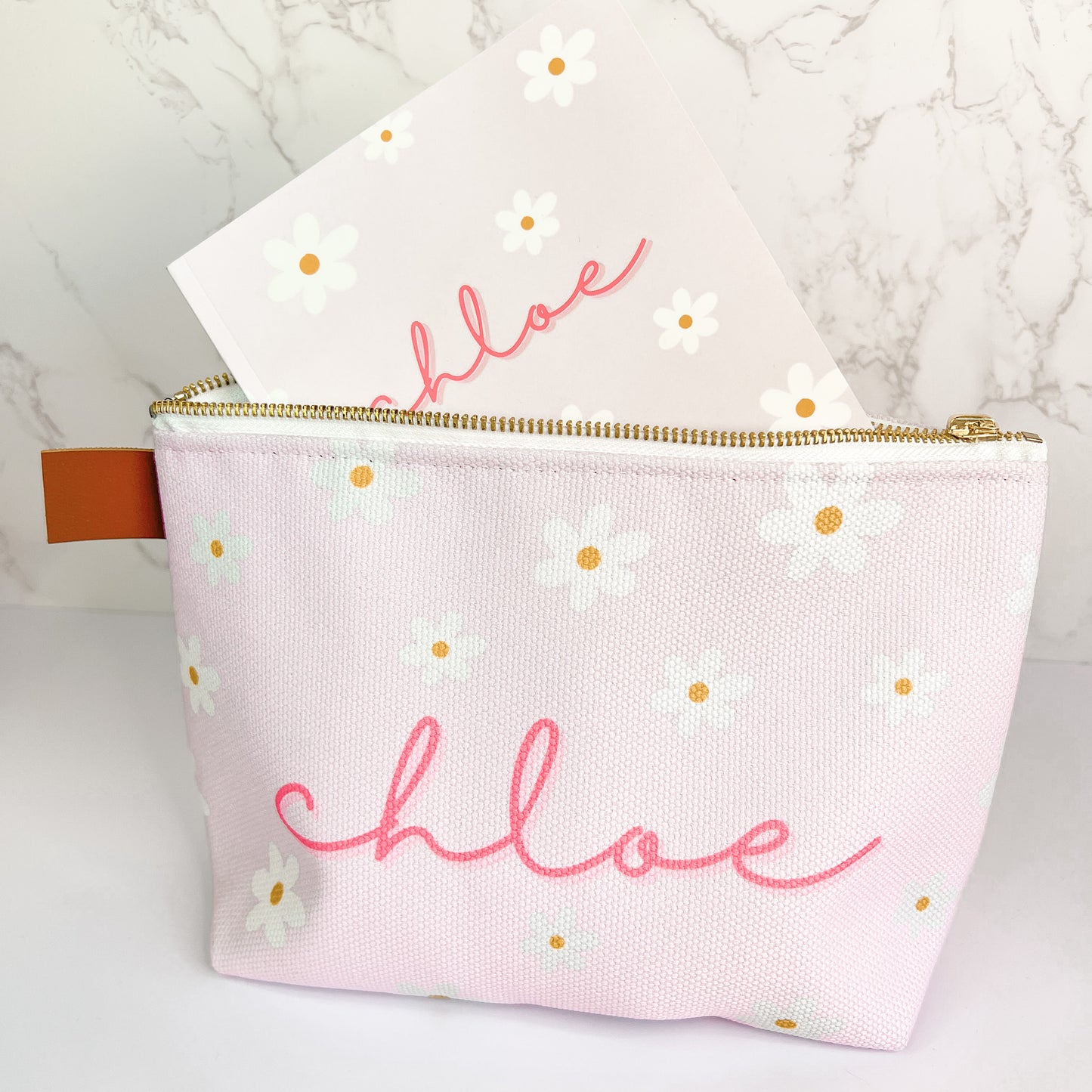 Personalized Everyday Zipper Bag - Daisies