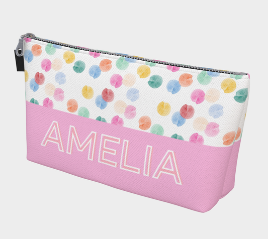 Personalized Everyday Zipper Bag - Pastel Watercolor Circles